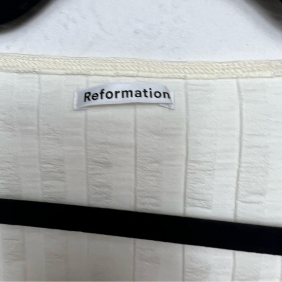 Reformation Delancey Ribbed Knit Top Square Neck Tencel Spandex Ivory - Picture 7 of 11